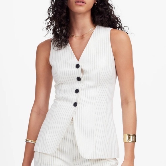 Madewell Tops - Madewell Elegant White Pinstripe Vest